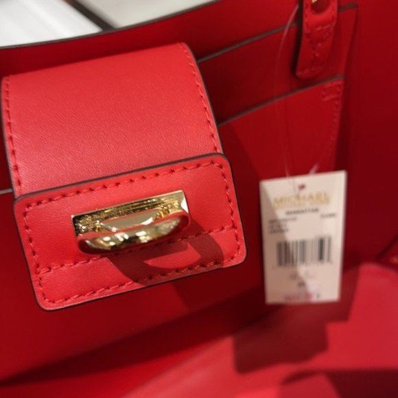 Michael Kors Manhattan Large Tote Leather Color Flame - Picture 10 of 16